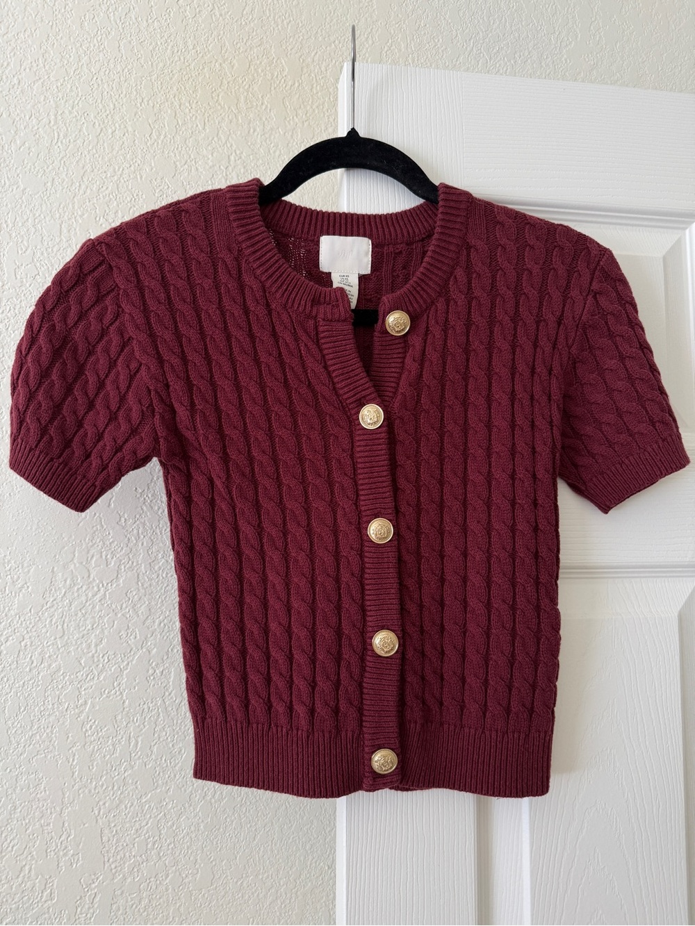 H&M Burgundy Short Sleeve Cardigan Size XSmall